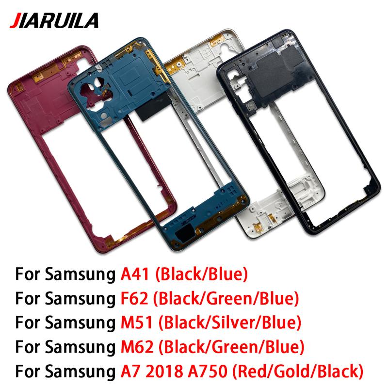 Middle Frame For Samsung A41 F62 M51 M62 A7 2018 Housing Middle Frame Case + Side Keys Volume Buttons Replacement Part