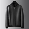 Autumn and Winter New Men's Genuine Leather Jacket Solid Color Baseball Uniform Men's Business Casual Style