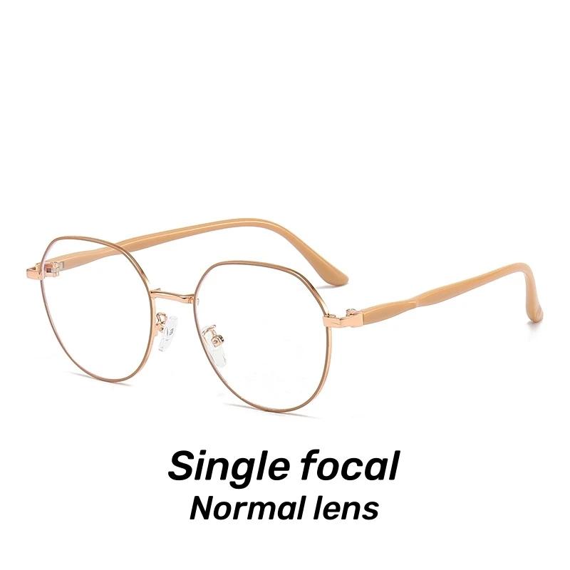 Очки высокой четкости с защитой от синего цвета при пресбиопии, ретро-круглые прогрессивные многофокусные очки для чтения, очки для дальнего зрения в металлической оправе