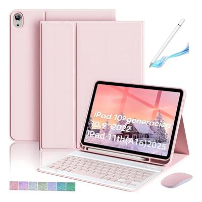 IPad A16 10,9-дюймовый розовый чехол-клавиатура Bluetooth с подсветкой