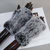 Зимние теплые перчатки из натурального меха кролика Рекс для женщин, вязаные толстые варежки из натурального меха кролика Рекс
