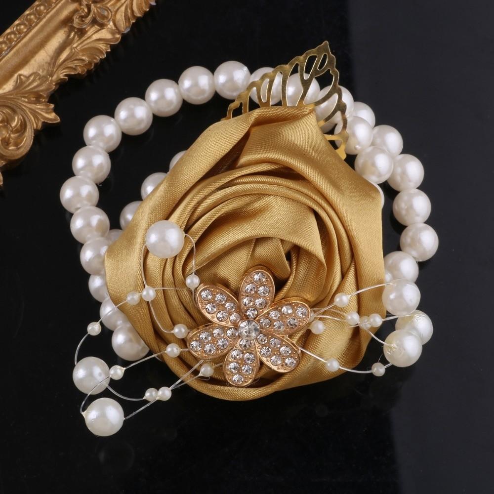 Artificial Rose Bridesmaid Wrist Flowers Ribbon Wedding Flower Bracelet Wedding Party