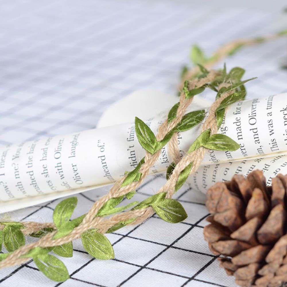 5/10M Home Craft Ribbon Wedding Decal Burlap Rope Artificial Leaf Natural Hessian Jute Twine
