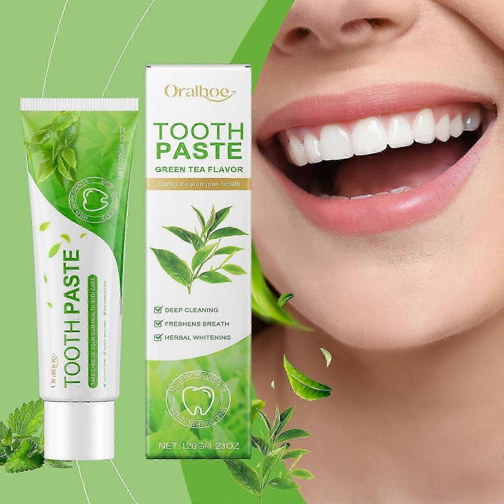 Oralhoe green tea toothpaste. Green tea toothpaste gently cleans teeth, stains and dental care