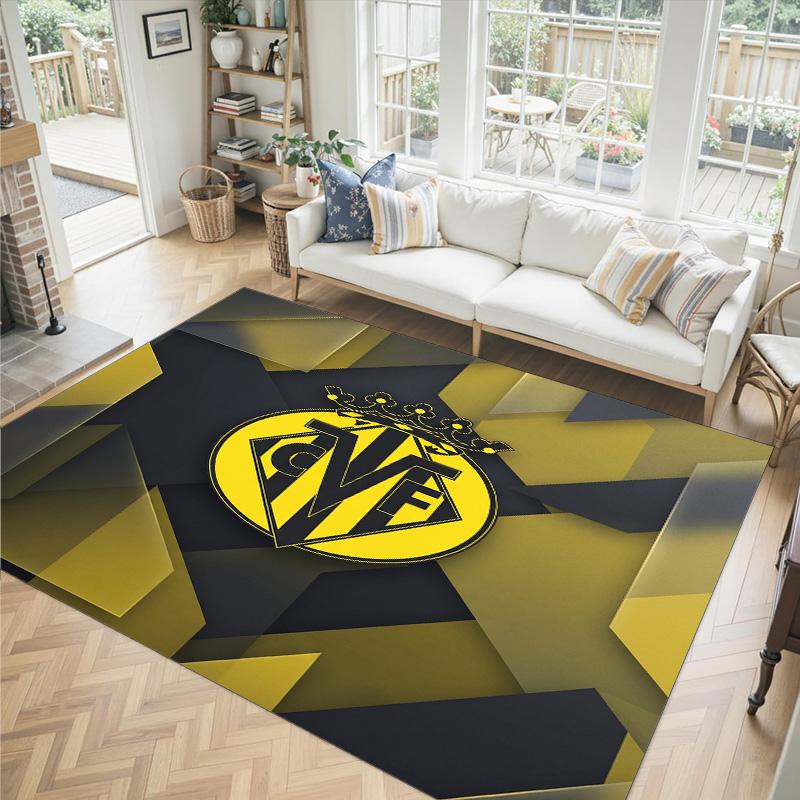 Villarreal FC Design Crystal Velvet Carpet Cozy Non?Slip Printed Rug For Bedroom Living Room Entrance
