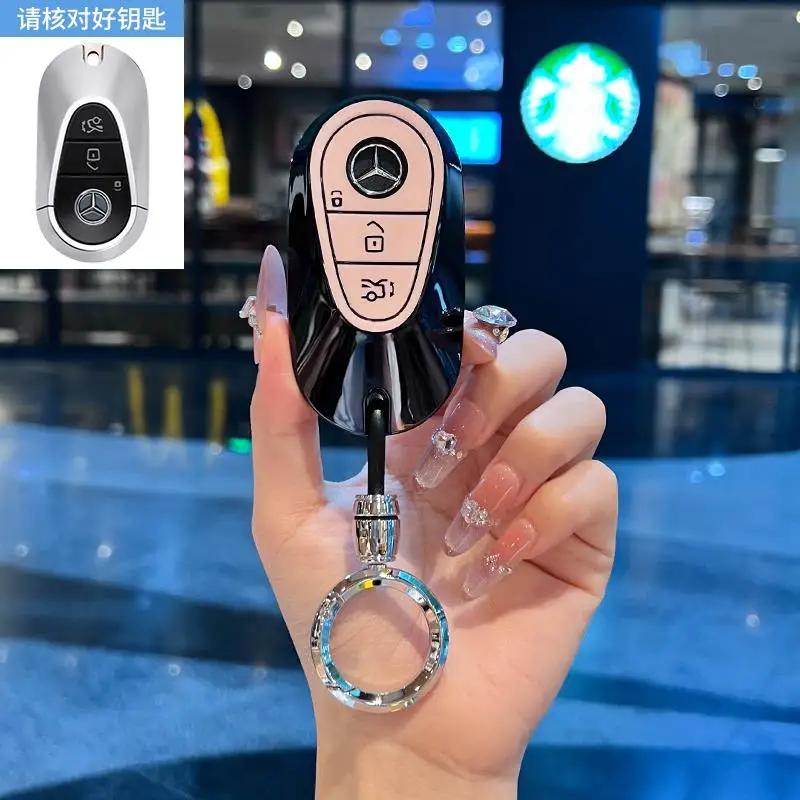 TGM3 Female Key Case for Mercedes Benz CLS CLA GL R SLK AMG A B C S Class 3 Button Remote Car Key Cover Holder Keychain Accessories