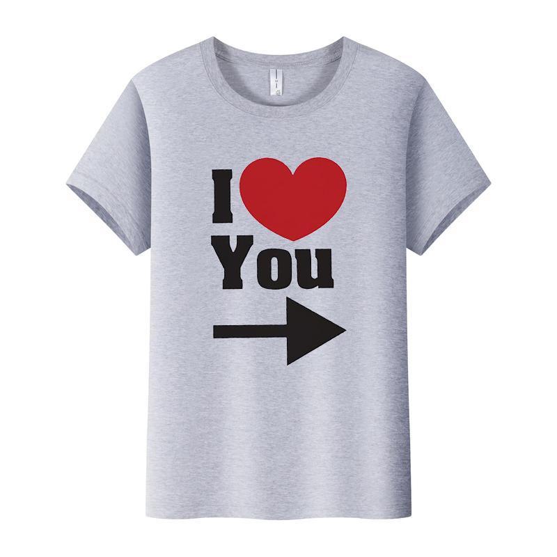 Футболка для пары с принтом сердца и стрелок, с коротким рукавом и круглым вырезом, свободная футболка King Queen, футболка для влюбленных, топы, женская одежда