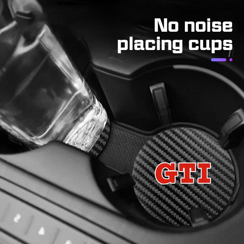 Car Coaster Water Cup Mat Anti-slip Pad Accessories for VW Volkswagen R GTI Golf 6 7 8 MK8 ID.3 4 Polo Tiguan Passat B5 Touareg