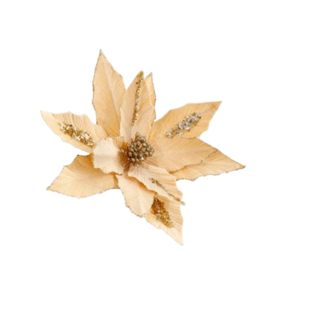 Sequins Artificial Poinsettia Flower Large Christmas Tree Ornaments Holiday Festival Decor