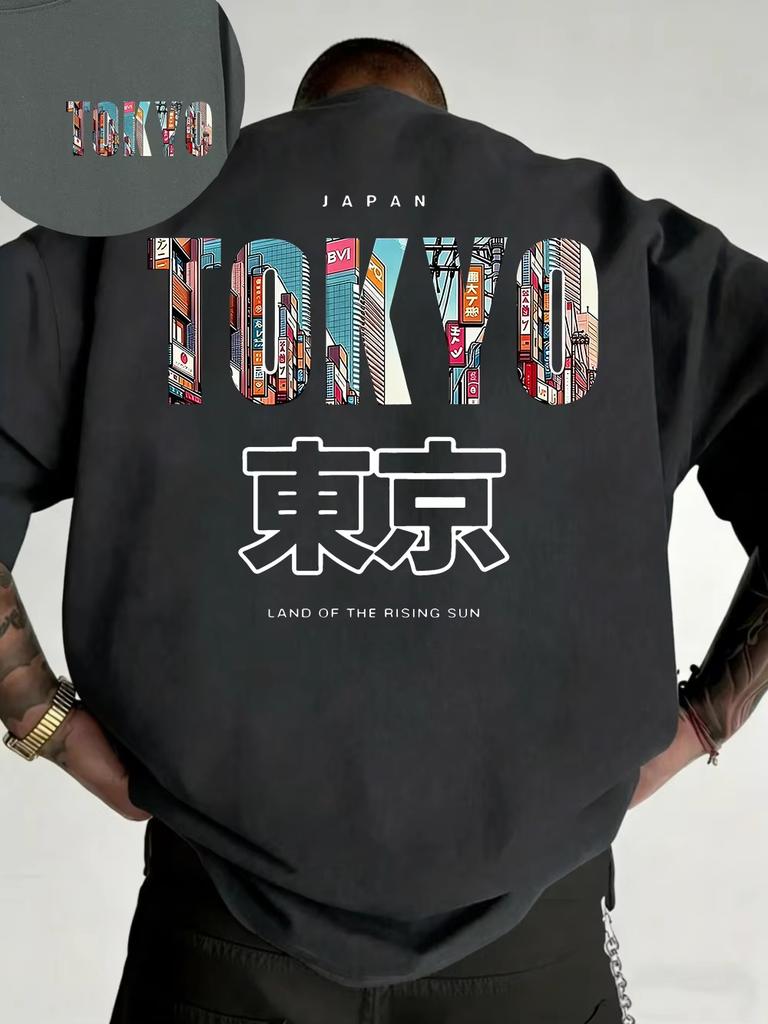 2026 Summer Japan Tokyo Letter Printing Cotton Tshirts Unisex Unisex Short Sleeve T Shirts Oneck Soft Tops Casual Male Clothes