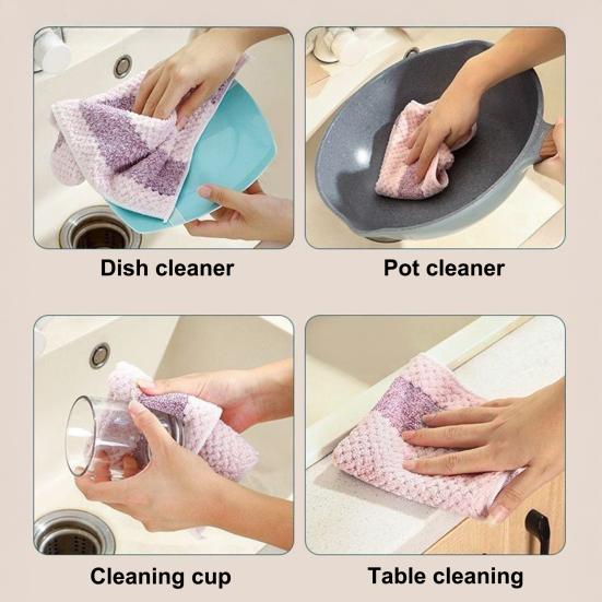 5Pcs/Set Kitchen Towels Super Soft Absorbent Coral Velvet Towels Random Colors Gentle