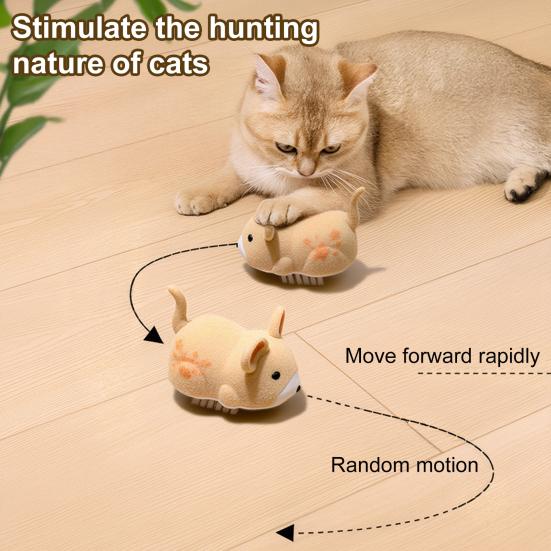 Electric Fake Rat Cat Toy Interactive Electronic Realistic Plush Mouse Toy Automatic Moving Kitten Self Play Exercise Toy for Indoor Cats