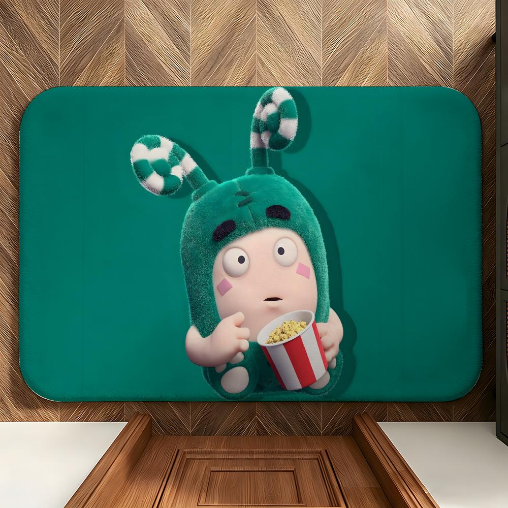 Cartoon O-Oddbods Floor Mat Soft Flannel Entrance Door Mat Non Slip Absorbent Bathroom Bedroom Floor Rug