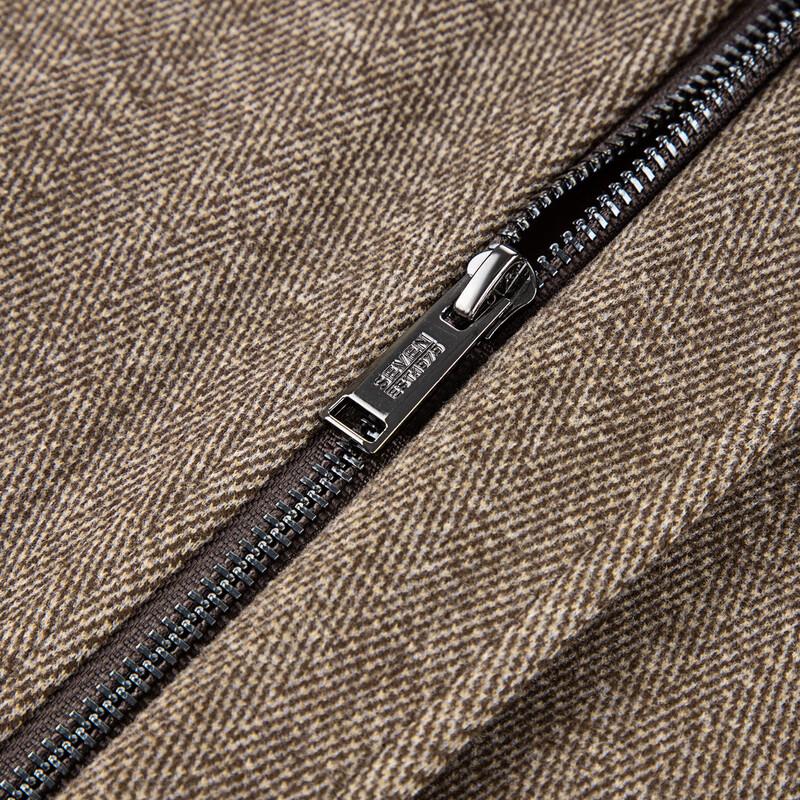 SEVEN Men's Wool-Blend Stand-Collar Casual Jacket