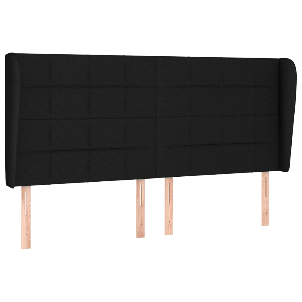 Headboard with Ears Black 183 x 23 x 118 128 cm Fabric