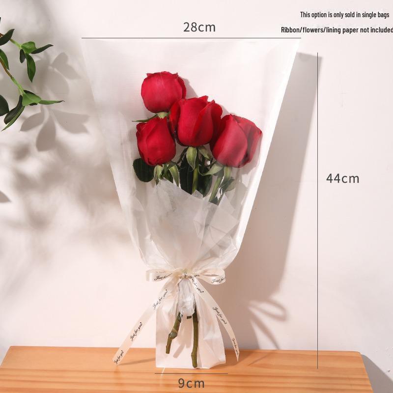 Valentine's Day Transparent Waterproof Flower Bag for Single Bouquet