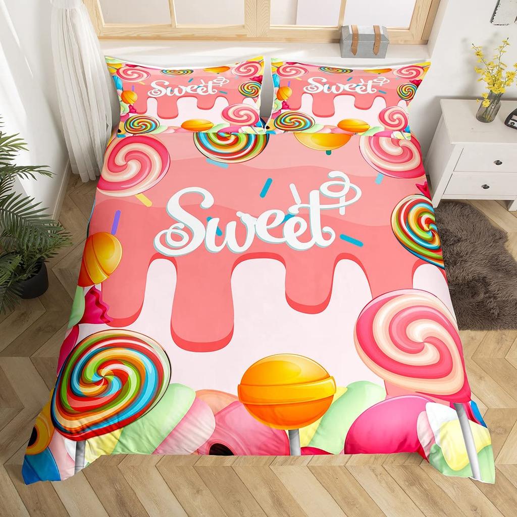 Радужный леденец Пододеяльник для детей мальчиков девочек Квин Легкие пододеяльники Сладкий тематический постельный набор Декор комнаты Без одеяла