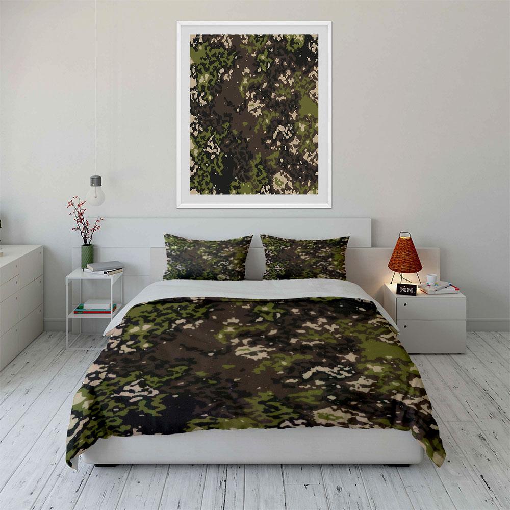 Camouflage Three-Piece Set for Outdoors Bedding Set with 1 Duvet Cover 2 Pillowcases Single Double King Queen, Gift