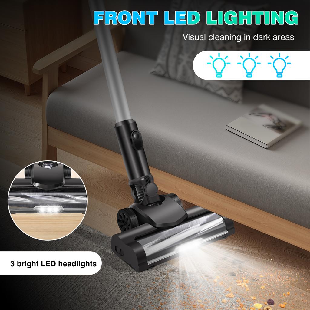 DayPlus Cordless Upright Stick Vacuum Cleaner,3 In 1 Wireles Handheld Vacuum Cleaner 130000RPM Brushless for Carpets, Hard Floor