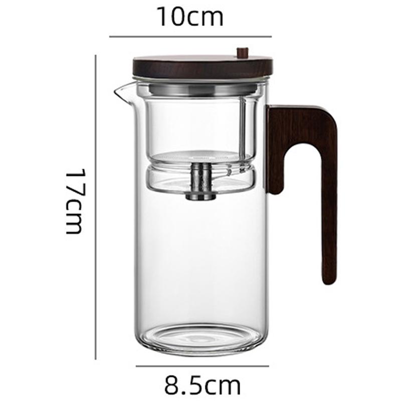New Water Separation Inner Container Teapot One Click Magnetic Switch Tea Separation Filtration Glass Tea Pot Wood Handle Tea