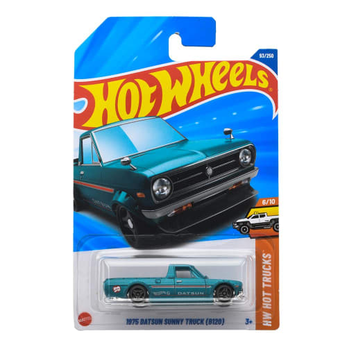 Hot Wheels Базовая машинка 1975 Datsun Sunny Truck (B120) Игрушка-транспортное средство, Зеленый, для детей от 3 лет, JFN51