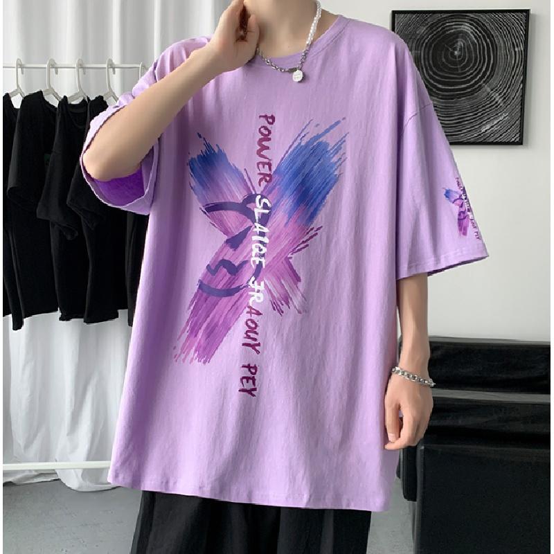 Мужские футболки с коротким рукавом с буквенным графическим принтом, модные брендовые футболки для мужчин, мужская одежда, повседневная футболка, мужские летние топы в корейском стиле ретро для мужчин