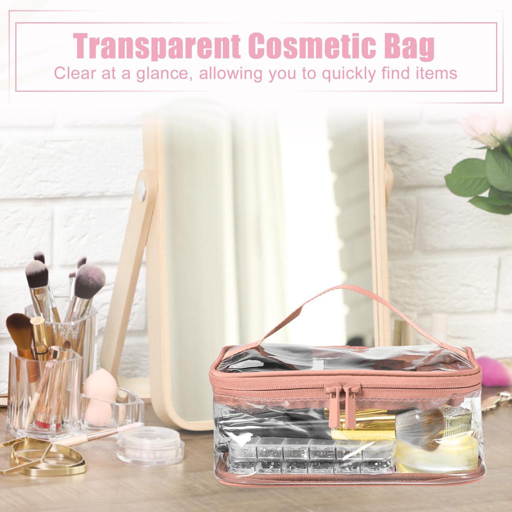 VOCOSTE Makeup Clear Makeup Transparent for Cherry Blossom and Navy Pouch, Bag, Waterproof, PVC, Travel, 2-Piece Set,