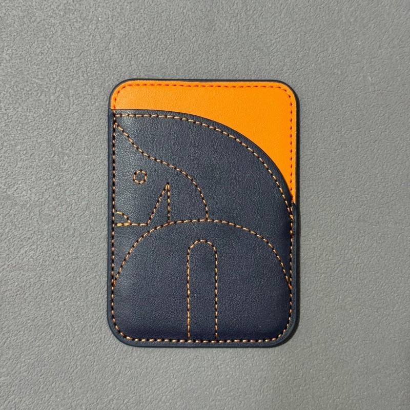 Magnetic Card Holder IPhone 17 Pro Max 16 15 14 13 12 With MagSafe Compatible Leather Interior Stripe Design