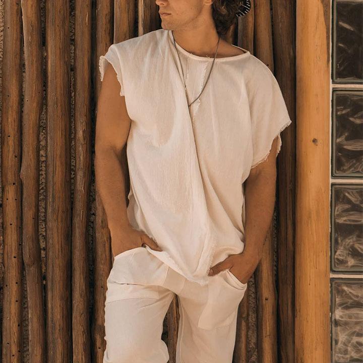 Летняя повседневная молодежная свободная однотонная хлопковая льняная тонкая однотонная футболка с короткими рукавами для мужчин
