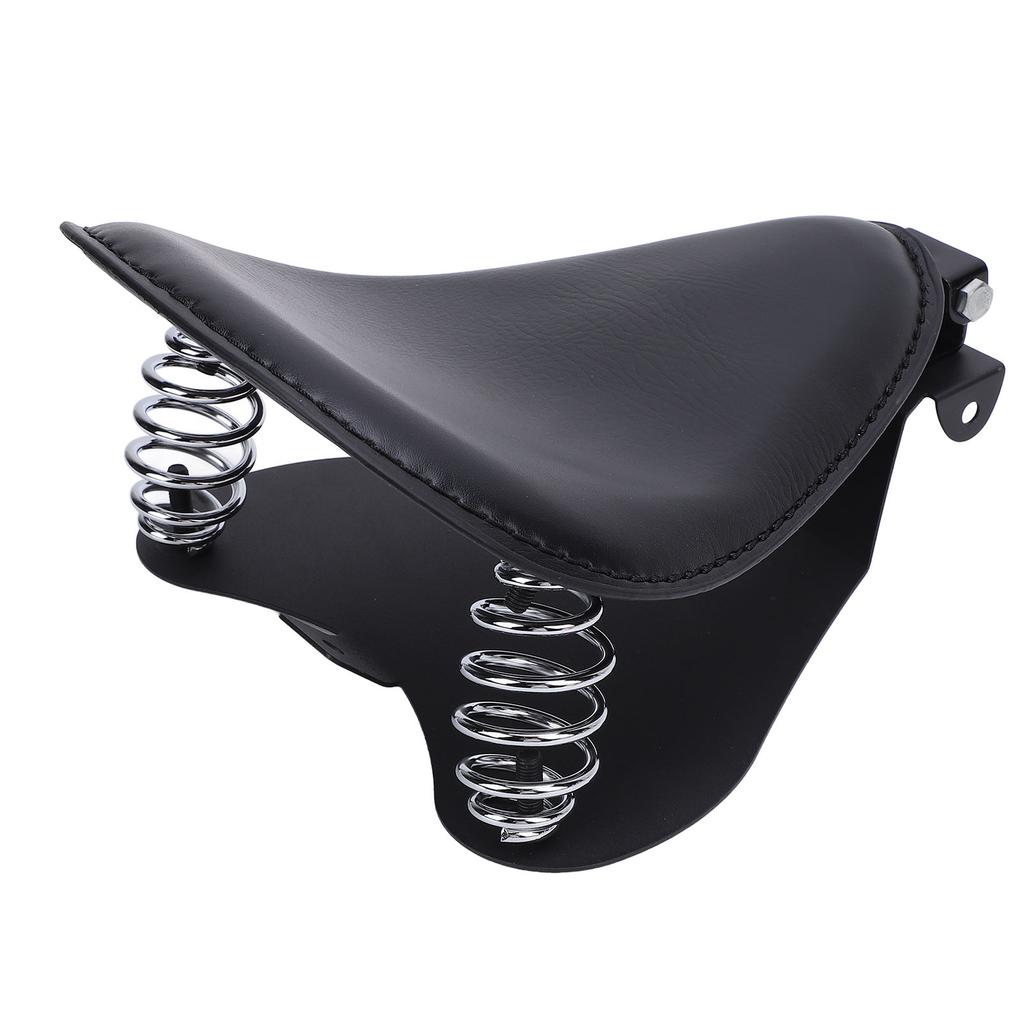 Motorcycle Solo Seat with Spring Bracket Kit Faux Leather Strong Support Universal Fit for Retro Motorcycle Black