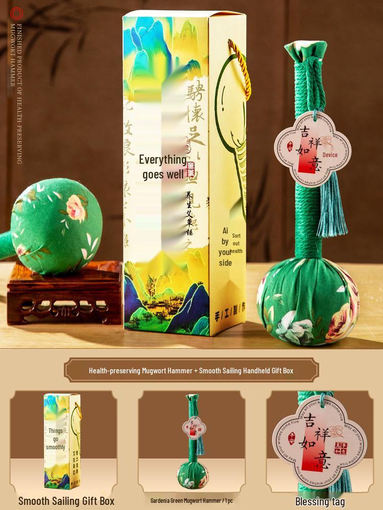 Mugwort Meridian Massage Hammer - Handmade Silk Souvenir