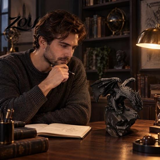 Gothic Home Decor for Bookshelf 3D Printed Rock Dragon Statue, Fantasy Figurine, Desktop Office Decoration Style Decor, Collectible Ornament,
