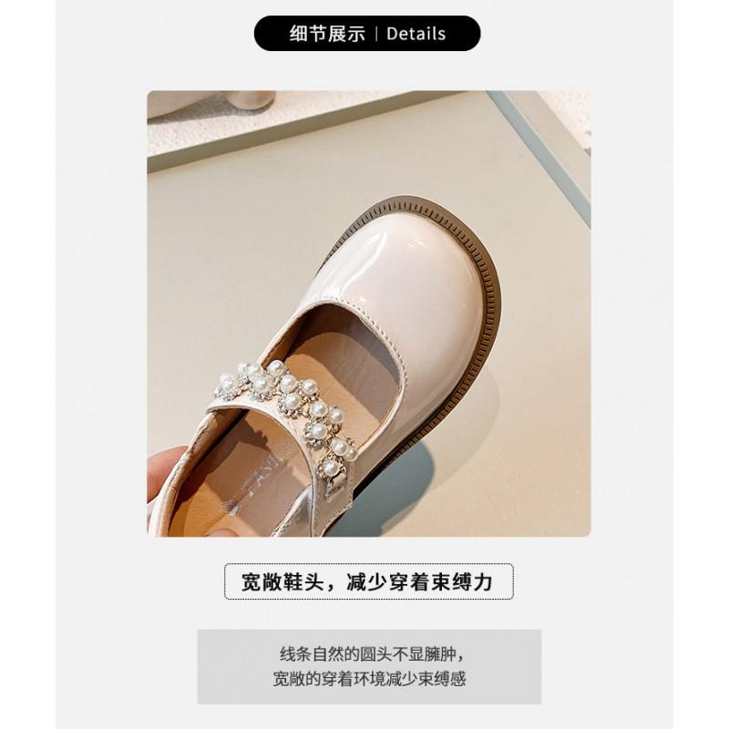 Girls Black Leatherette Flat Shoes School Performance Sweet Style Soft Sole Kids Dress