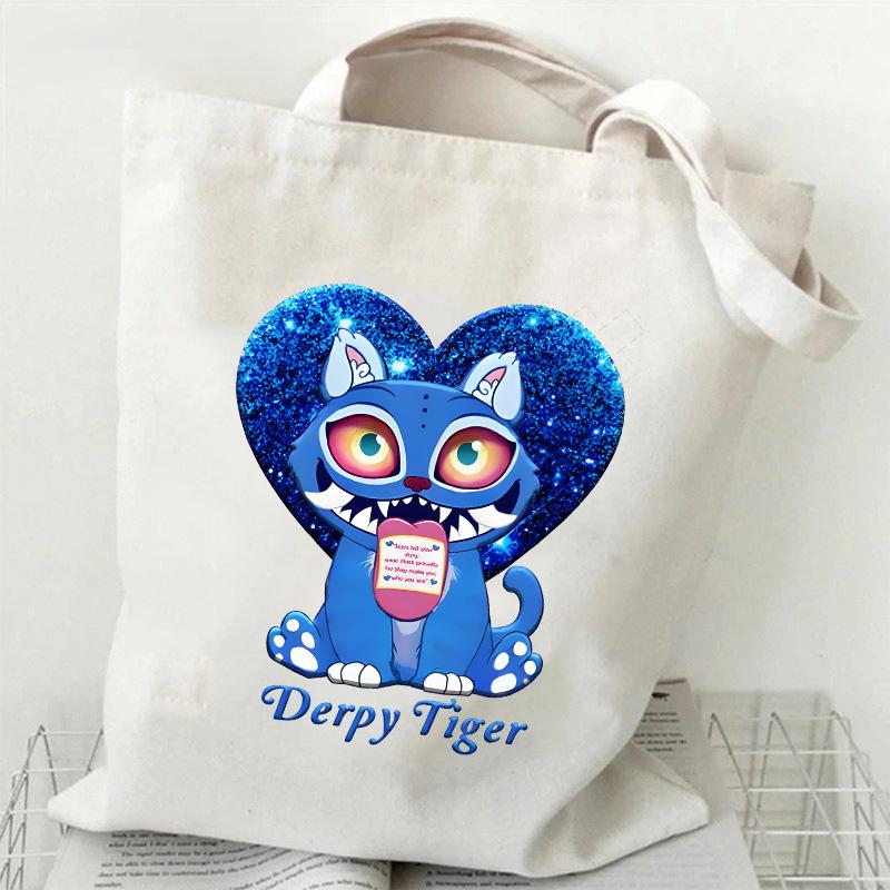 KPOP Группа Охотников на Демонов Холщовая сумка с принтом тигра Сумка через плечо для студентов Повседневная сумка-тоут для покупок