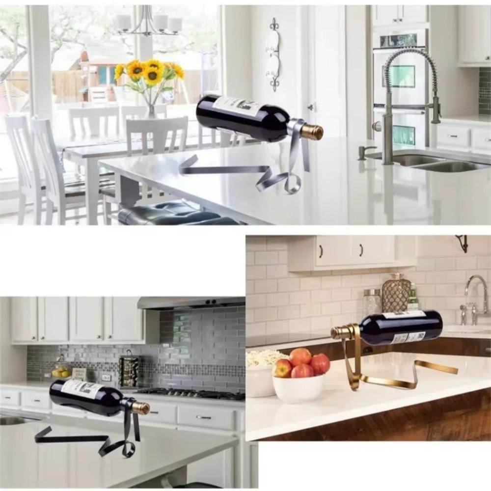 Floating Poised Bottle Holder Suspended Cabinet Stand Bracket Creative Wine Bottle Rack  Home