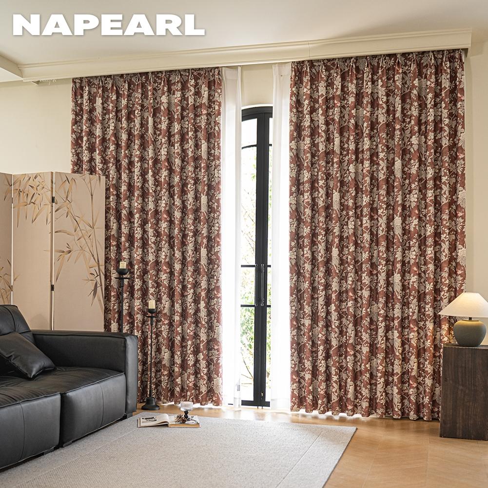 1 шт. NAPEARL Американский Ретро Синий Фон Цветочный и Птичий Принт Шторы 70-80% Блэкаут Шторы для Спальни Гостиной Окна для Домашнего Декора