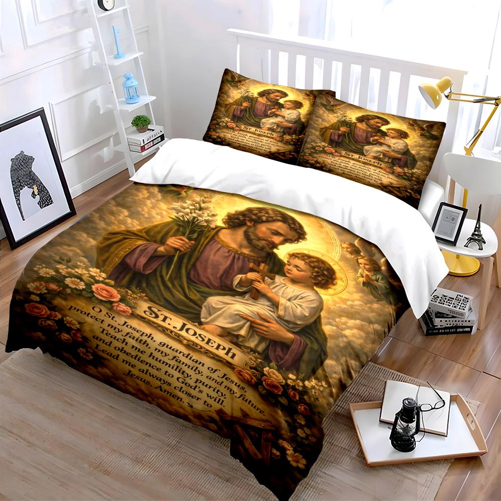 St. Joseph Religious Bedding Set Design Bedding set (1 duvet cover, 2 pillowcases, duvet not included)