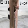 Pleated Ice Silk Wide Leg Pants for Women's Summer High Waisted Draped Cool Pants Straight Tube Loose Casual Pants