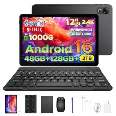 Планшет P12 Android 16 с большим экраном, функция Gemini AI, процессор, 48 ГБ ОЗУ, 128 ГБ ПЗУ, расширяемое до 2 ТБ, разрешение, высокая частота обновления 120 Гц, большая емкость аккумулятора 10000 мАч