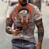 Cool Design Dragon Graphics T-shirt Men's Clothing Short Sleeves Round Neck T-shirts Personality Street Harajuku Tees Tops