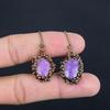 Purpurite Copper Electroformed Earrings, Handmade Gemstone Earrings Jewelry, Gifts For Wife Brand New Earrings