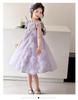 Girls' summer sleeveless dress, mid length skirt, purple princess dress, stylish and sweet casual dress, girls' summer clothes