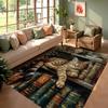 Vintage Library Rug for Study RoomBookshelf Patterned Carpets,Classic Home Decor Elements Anti Slip Carpet Can Be Machine Washed