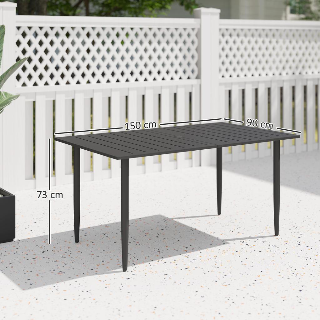 Garden Table 150x90cm Weatherproof Balcony Table Made Of Steel Balcony Table With Umbrella Hole Black