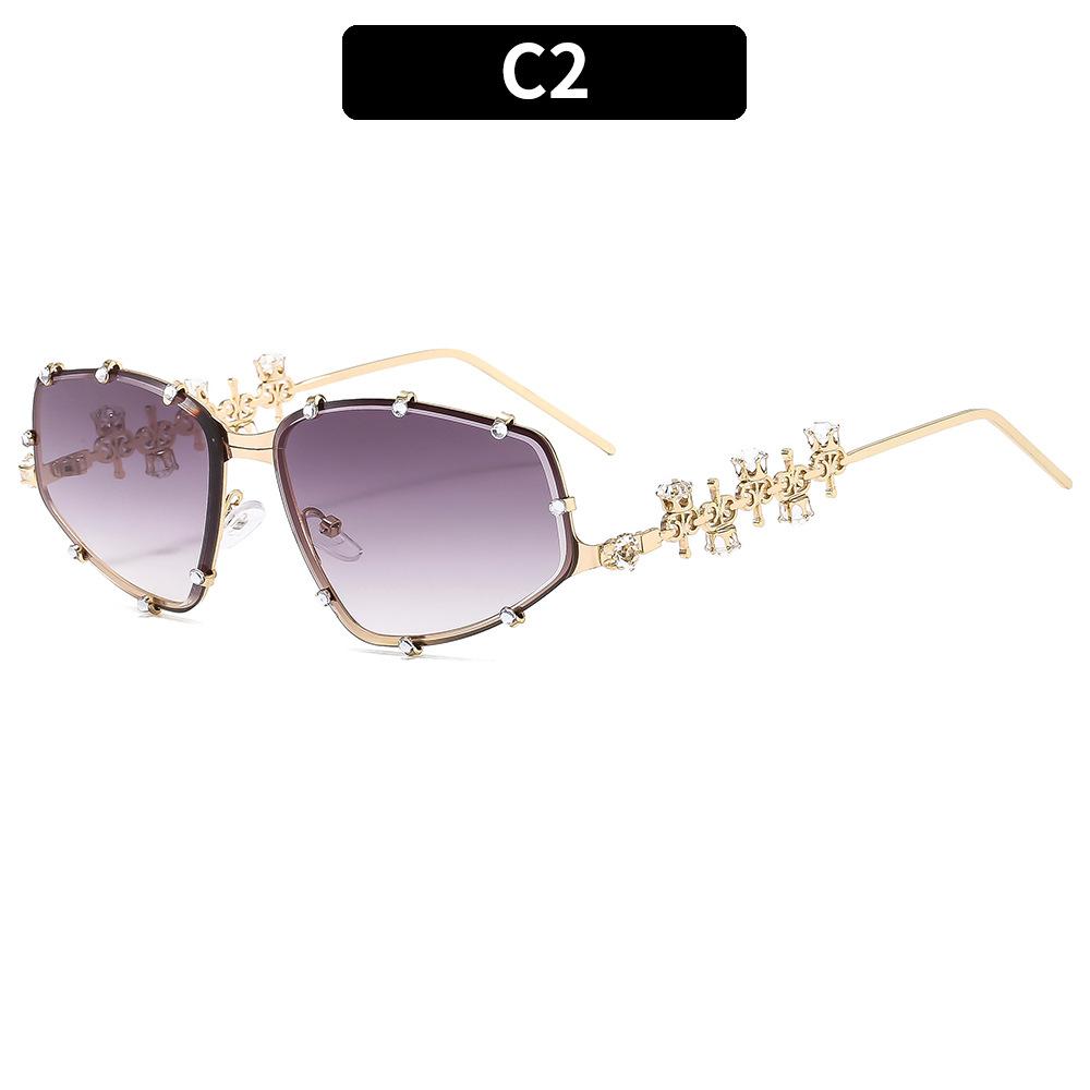 Стразы Необычной формы Очки Женские Мужские Модные Оверсайз Кошачий глаз Очки Металлические Овальные Солнцезащитные очки Оправа Винтажные Вечерние Очки