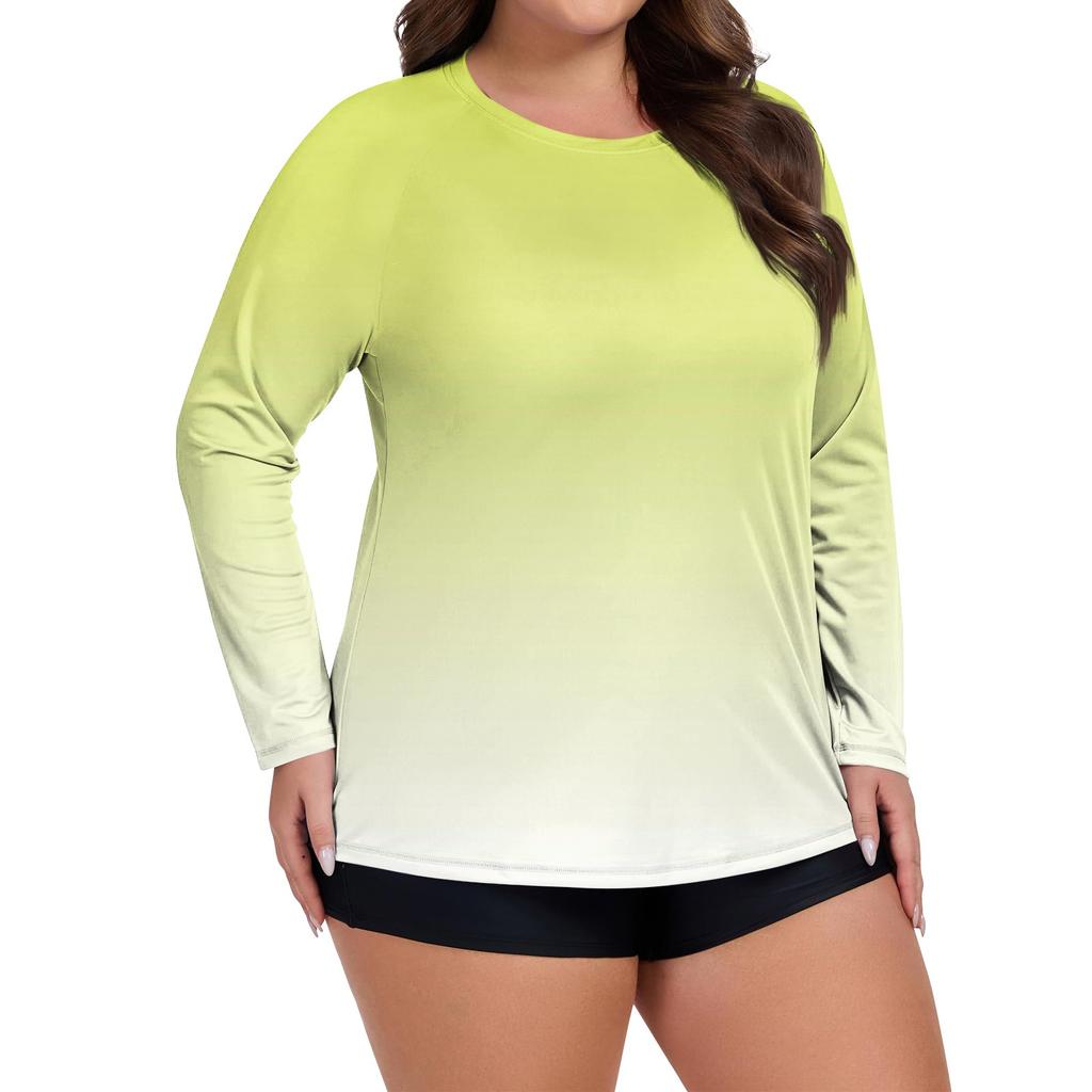 Women's Printed Large Size Long Sleeve Swimsuit Sun  Jacket Quick Dry Hiking Top