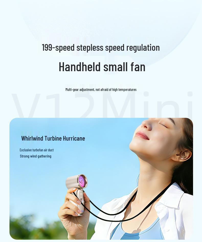 Turbo Handheld Mini Fan: High-Speed, USB Rechargeable, Long-Lasting Battery, Portable and Powerful for Outdoor Use