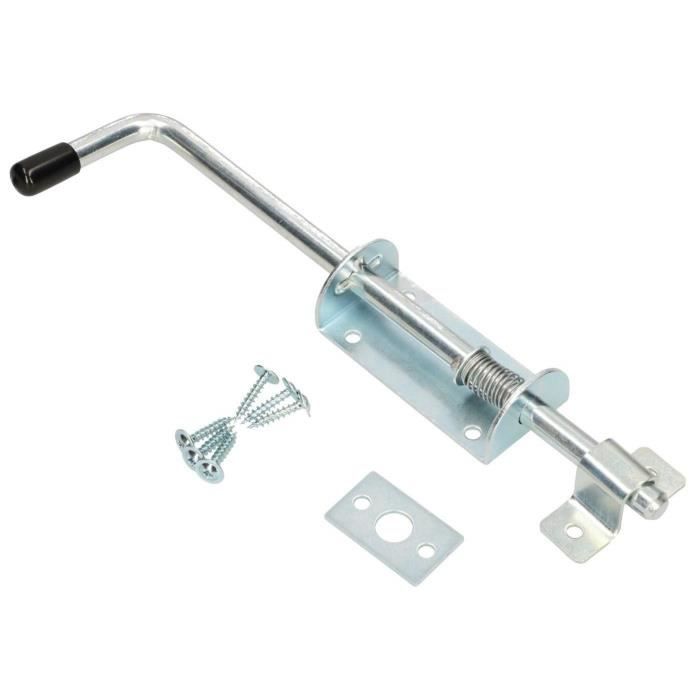 Verrou de porte KOTARBAU Verrou de porte coulissante avec ressort, fabriqué en argent inoxydable, poignée en caoutchouc, 300 mm