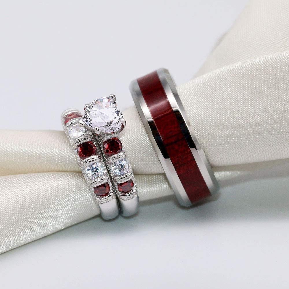 Парные кольца Изысканные Романтические Женские Кольца с Цирконом в Форме Сердца Набор Модное Мужское Обручальное Кольцо из Нержавеющей Стали Модные Ювелирные Изделия Подарки