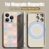 Магнитный чехол-сердечко для Magsafe для iPhone 15 Pro Max 11 12 13 14 16 Pro Max 16E 17 Air Встроенная металлическая пластина Чехол с ремешком